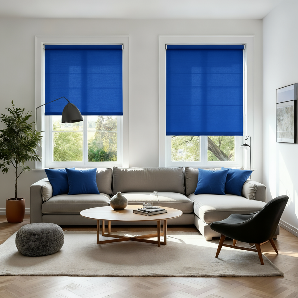 Estor traslúcido azul